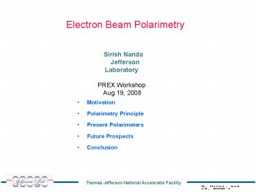 Electron Beam Polarimetry
