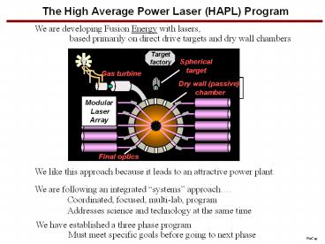 The High Average Power Laser (HAPL) Program