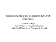 Engineering Programs Evaluation: KFUPM Experience