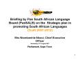 Briefing by Pan South African Language Board (PanSALB) on the Strategic plan in promoting South African Languages (Draft 2007-2012) PowerPoint PPT Presentation