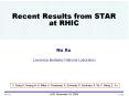 Recent Results from STAR at RHIC PowerPoint PPT Presentation