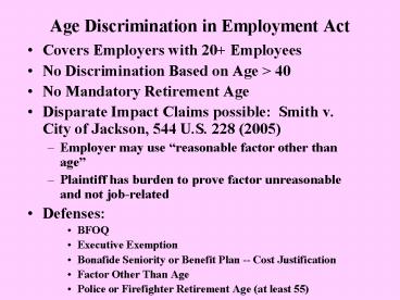 Age Discrimination in Employment Act