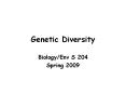 Genetic Diversity PowerPoint PPT Presentation