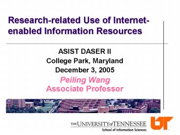 Research-related Use of Internet-enabled Information Resources