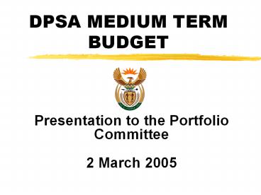 Presentation to the Portfolio Committee