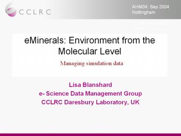 AHM04: Sep 2004 Nottingham