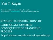 STATISTICAL DISTRIBUTIONS OF EARTHQUAKE NUMBERS