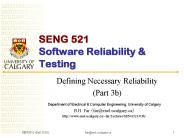 SENG 521 Software Reliability