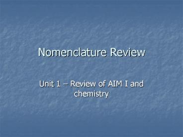 Nomenclature Review