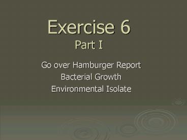 Exercise 6 Part I