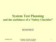 System Test Planning and the usefulness of a Safety Checklist PowerPoint PPT Presentation