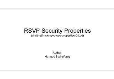 RSVP Security Properties draftietfnsisrsvpsecproperties01'txt