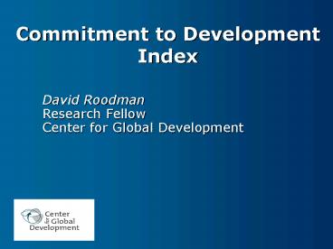 Commitment to Development Index