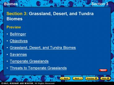 Section 3: Grassland, Desert, and Tundra Biomes