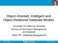 ObjectOriented, Intelligent and ObjectRelational Database Models