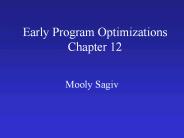 Early Program Optimizations Chapter 12