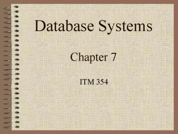 Database Systems Chapter 7