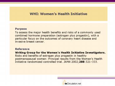 WHI: Womens Health Initiative