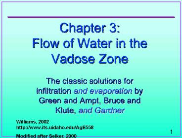 Chapter 3: Flow of Water in the Vadose Zone