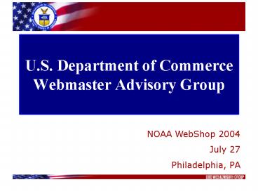 U'S' Department of Commerce Webmaster Advisory Group