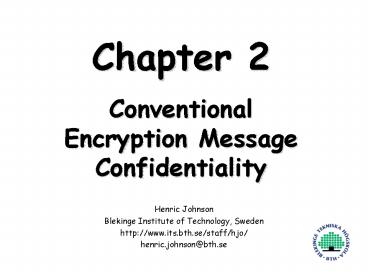 Conventional Encryption Message Confidentiality