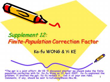 Supplement 12: FinitePopulation Correction Factor