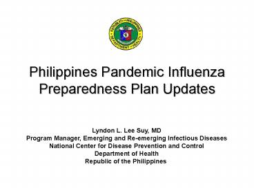 Philippines Pandemic Influenza Preparedness Plan Updates