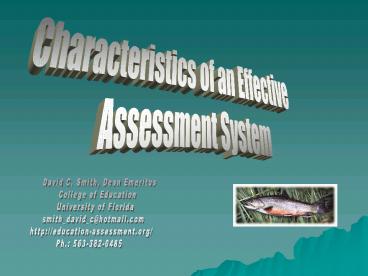 Characteristics of an Effective Assessment System