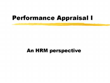 Performance Appraisal I