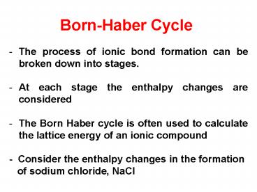 BornHaber Cycle