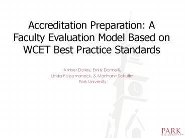 Accreditation Preparation: A Faculty Evaluation Model Based on
