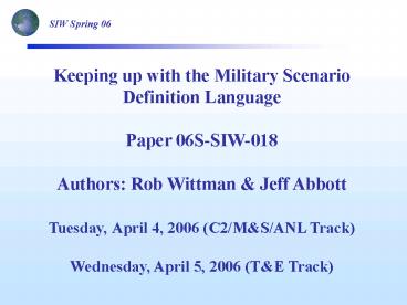 Military Scenario Definition Language