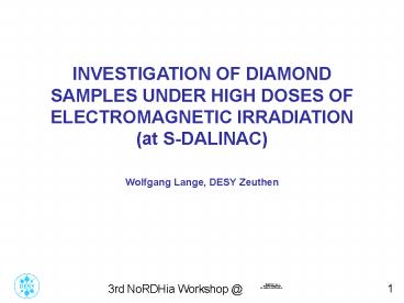 DIAMOND ACTIVITIES DESY Zeuthen