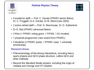Particle Physics Theory