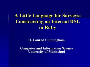 A Little Language for Surveys: Constructing an Internal DSL in Ruby