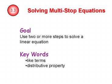 Solving MultiStop Equations