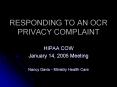RESPONDING TO AN OCR PRIVACY COMPLAINT PowerPoint PPT Presentation