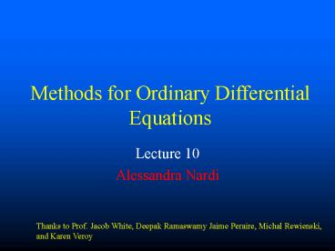 Methods for Ordinary Differential Equations