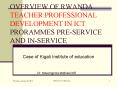 OVERVIEW OF RWANDA TEACHER PROFESSIONAL DEVELOPMENT IN ICT PRORAMMES PRE-SERVICE AND IN-SERVICE PowerPoint PPT Presentation