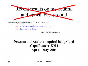 Recent results on biofouling and optical background