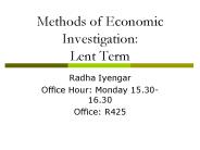 Methods of Economic Investigation: Lent Term