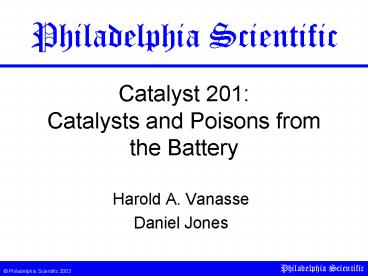 Catalyst 201: Catalysts and Poisons from the Battery