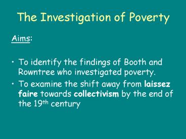 The Investigation of Poverty