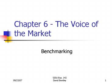 Chapter 6 The Voice of the Market