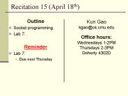 Recitation 15 April 18th
