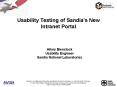 Usability Testing of Sandia's New Intranet Portal PowerPoint PPT Presentation