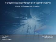 EIN 4905/ESI 6912 Decision Support Systems  Excel