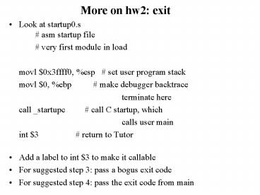 More on hw2: exit