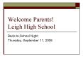Welcome Parents Leigh High School PowerPoint PPT Presentation