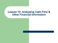 Lesson 10: Analyzing Cash Flow PowerPoint PPT Presentation